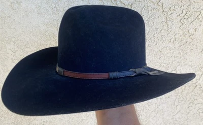 Sombrero Negro Rodeo King 3XXX Mezcla Lana Talla 7 1/8 Largo Ovalado Hecho en EE. UU. Foto 1 de 4