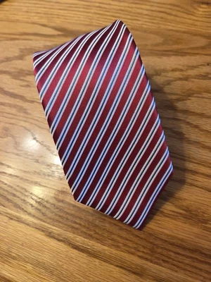 Corbata de diseñador Dockers para hombre bastón de caramelo rojo blanco rayas seda 56"x3 1/4" Foto 1 de 4