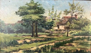 Huile sur panneau 1916 signée et dédicacée Ecole Française XIXe impressionnisme - Foto 1 di 12