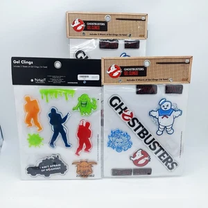 New Set of 3 Ghostbusters 48 Total Window Gel Clings Slimer Stay Puft Halloween - Picture 1 of 3