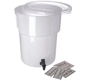 Carlisle 5-Gallon Drink Dispenser–Round Plastic with Spigot, White for Catering - Picture 1 of 5