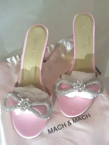 Mach & Mach Pink Satin 95mm Heeled Mules New Size 40 Us 9 1/2 - Picture 1 of 11