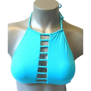 Victoria's Secret PINK Bright Ibiza Blue Strappy High Neck Halter Swim Top XS - Picture 1 of 2
