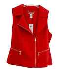 Cache Full Zip Vest Women Size 0 Red Orange Gold Zip Detail Adjustable New