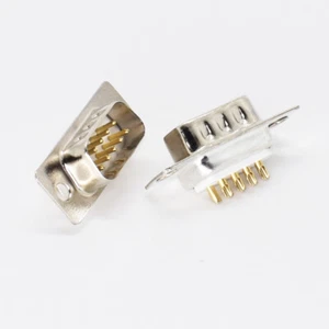 100pcs Gold Pin 9pin D-Sub Male Socket Solder Chassis Connector RS232 Serial DB9 - Picture 1 of 6