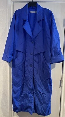 VINATGE Bobbie Burns Collection Blue Nylon Button Up Trench Coat Size Small - Image 1 of 4