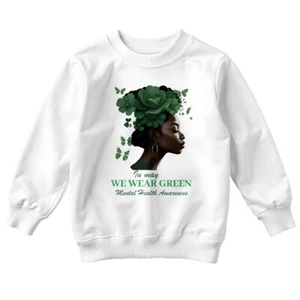 Girls Green Floral Woman Mental Health Awareness Sweatshirt Jumper Anxiety #MHA - Picture 1 of 21