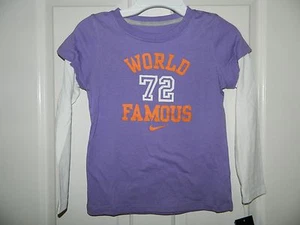 NWT NIKE girls Purple White 2fer Shirt TOP* 6 6X  New - Picture 1 of 2