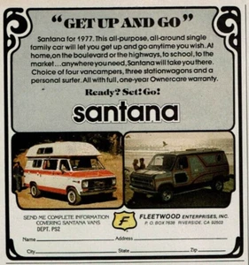 1977 Vintage Print Ad Fleetwood Santana Get Up And Go Ready Set Van Campers - Picture 1 of 2