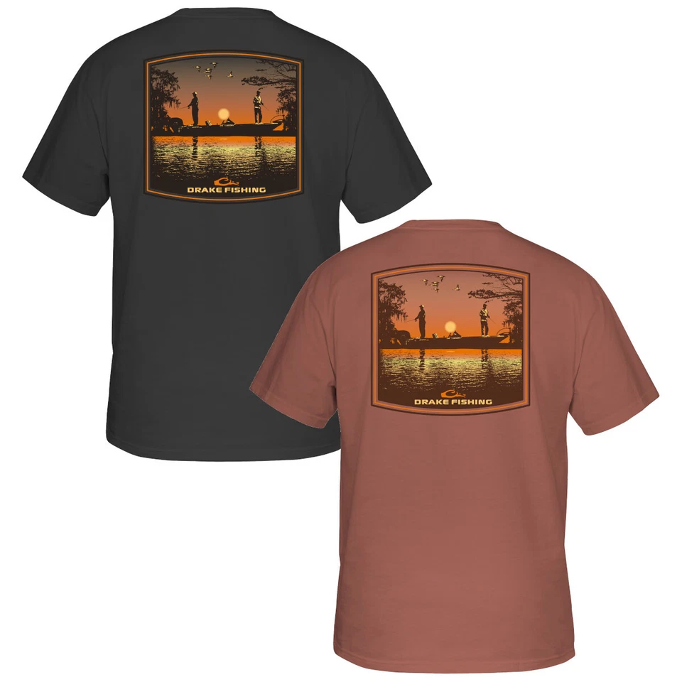 Drake Waterfowl Bass Fishing Sunset Short Sleeve T-Shirt - Image 1 of 1