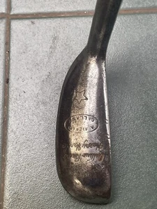 Hickory Golf Club Gibson Vardon Brown Mallet Putter Alex Aitken Gullane Stamp - Picture 1 of 19
