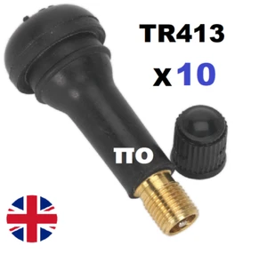 10x TR413 Tubeless Tyre Valves & Dust Caps Rubber Snap In Car Bike Wheel Quality - Picture 1 of 2