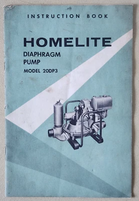 Bomba de diafragma Homelite modelo 20DP3 libro de instrucciones manual del operador 1961 Foto 1 de 4