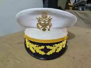 Replica US Army Field Grade Officer Service Dress White Hat Cap All Sizes - Picture 1 of 5