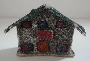 Vintage Christmas Glitter Putz House Ornament JAPAN - Picture 1 of 4