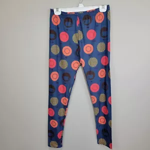 Dark Teal Polyester and Spandex Hot Drink and Circle Print Leggings Size 1XL 2XL - Picture 1 of 6
