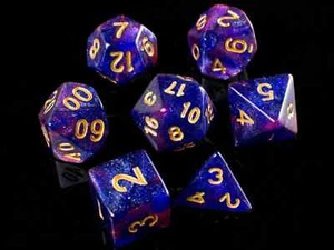 Cosmic Iris Dice - Blue and Purple Glitter Acrylic Set of 7 DnD Dice - Picture 1 of 6