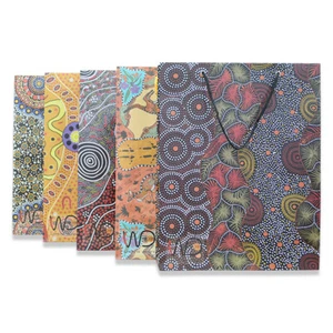 Warrina Designs Aboriginal Design Paper Gift Bag with lace handles 36 cm x 28 cm - Picture 1 of 25
