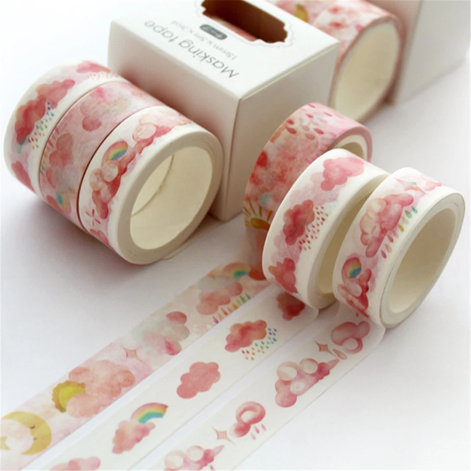 3 Rolls Washi Masking Tape Set DIY Scrapbooking Sticker Petal Animal Flower - Image 1 of 4