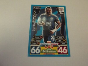 Topps Match Attax 17/18 "DANNY SIMPSON" #148 Leicester City Trading Card