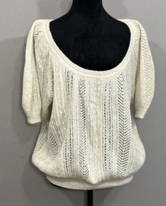 Express Design Studio Cream Ivory Half Sleeves Sweater Womens Size Small - Picture 1 of 13