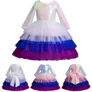Flower Girls Sequins Kids Tutu Dress Princess Formal Wedding Pageant Party Gown - Picture 1 of 28