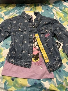 NWT Disney Minnie Mouse Girl's Jean Jacket And Shirt Set Size 5T - Picture 1 of 6