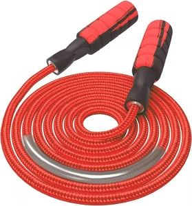 FITMYFAVO Adjustable Cotton Weighted Jump Rope for Women, Adults & Kids – Pink - Picture 1 of 3