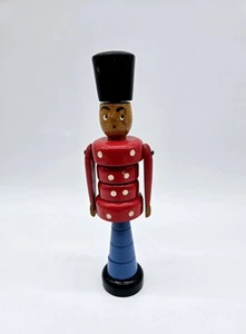 Vintage Wooden Stacking Toy Soldier Hand Painted Made In Denmark - Picture 1 of 4