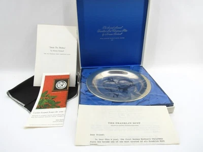 Franklin Mint 1971 Norman Rockwell plata 925 bajo el muérdago placa 175 gramos Foto 1 de 3