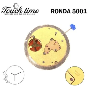 Ronda 5001 Swiss Made Watch Movement-Gold Plated- White Date Disk at 3-Used. - Picture 1 of 4