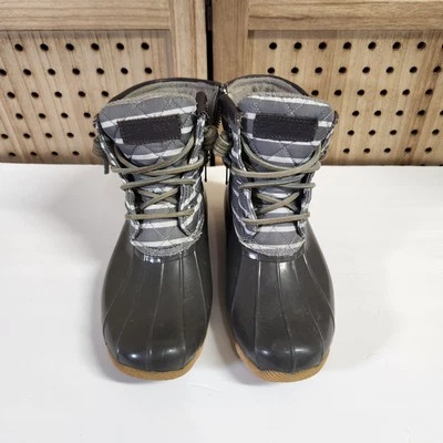 Sperry Top-Sider Women's 5 Waterproof Duck Boots Gray Stripe Top Gray Bottom - Image 1 of 4