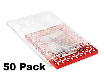 Lot of 50 8x10 Heavy-Duty 4 Mil Ziplock Recloseable Bubble Bags w/ 3/16" Cushion - Image 1 of 2