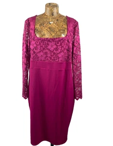 GEMMA COLLINS DRESS 24 MAGENTA PINK Lace Skirt Stretch Midi OCCASION Formal NEW - Picture 1 of 15