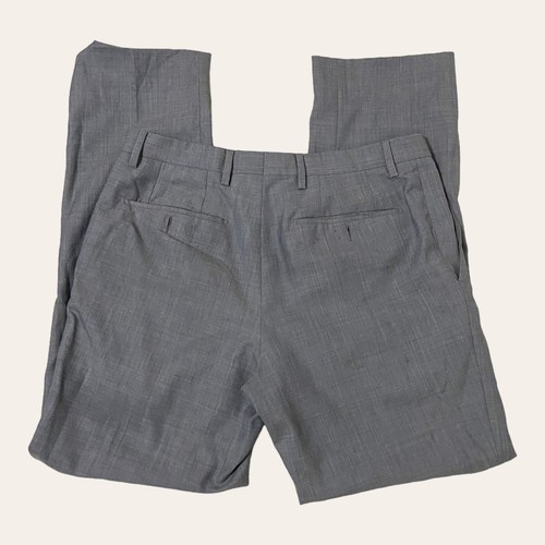 Pantaloni Burberry Uomo Grigio 50R 100% Lana Made In Italy Macchie Grandi