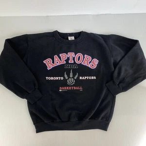 Vintage 90s Bulletin Toronto Raptors NBA Basketball Black Youth L Sweatshirt - Picture 1 of 5