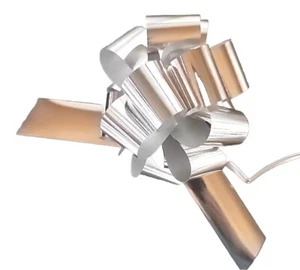 5" Silver Metallic Pull Bow Individually Packaged  - Picture 1 of 4