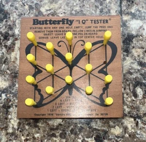 Vintage 1978 Schmetterling IQ Tester Holz Solitär Hering Puzzle USA - Bild 1 von 5