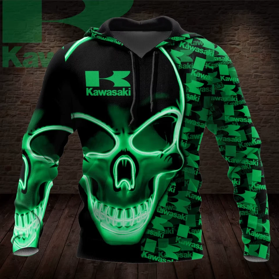 Kawasaki Sweatshirt Motorrad Uniform Oversized Hoodie Unisex Herren Bekleidung - Bild 1 von 1