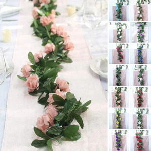6 feet 3D Chain GARLAND SILK ROSES Wedding FLOWERS Bouquets Party Home Decor - Picture 1 of 39