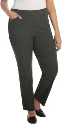 Hilary Radley Women's Mid Rise Built-in Tummy Control Pants, Black&HR Gray, S - Image 1 of 4
