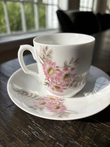 CH Field Limoges Cup And Saucer With Pink Flowers - Picture 1 of 8