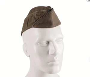 Class A US Army Garrison Cap Wool Women Forage Cap Or WWII Olive Drab Gold Pipes - Picture 1 of 5