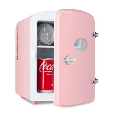 Black/Red/Pink 4L 6 Can Mini Fridge with Window Cooler & Warmer Freon-Free - Image 1 of 4