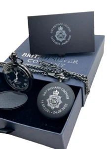 MET POLICE Reloj de Bolsillo Estuche para Tarjetas de Identificación Escudo Grabado Insignia Oficial Set de Regalo - Imagen 1 de 7