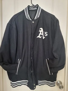 Oakland A's JH Design Reversible Bomber Varsity Jacket Men's 2XL Black/Black - Picture 1 of 7