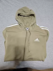 Adidas Sudadera con Capucha Hombre XLT/Sudadera con Cremallera/Verde Oliva Claro con ICÓNICO BLANCO Rayas/Logo - Imagen 1 de 23