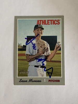 Sean Manaea Autographed 2019 Topps Heritage Short Print Card #408 Athletics - Image 1 of 2