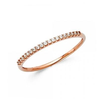 14k Rose White Yellow Gold Stackable Engagement Anniversary Band Lab Created - Image 1 of 4