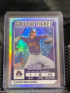 Gavin Williams 2022 Elite Extra College Ticket Holo #33 East Carolina Pirates - Picture 1 of 2